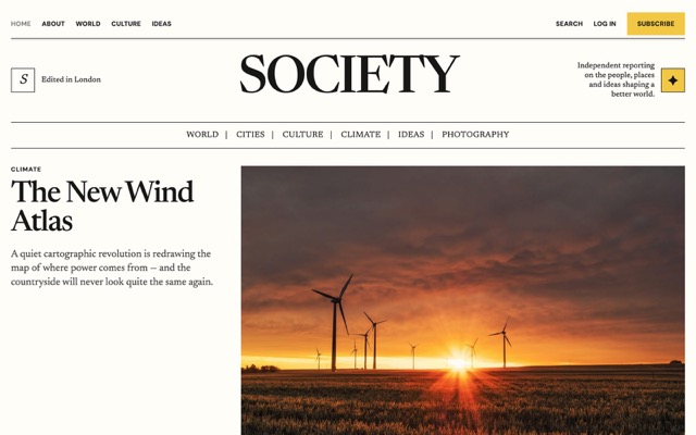 Society theme front page
